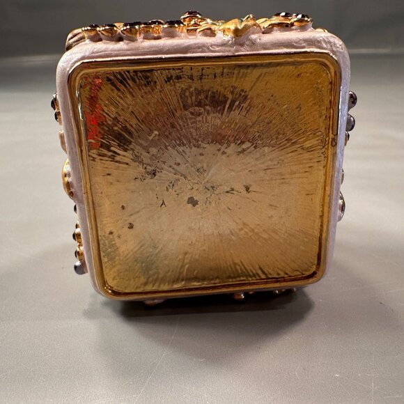 Russian Limoges Decorative Grape Leaf Design Trinket Box Rhinestone - Picture 6 of 15